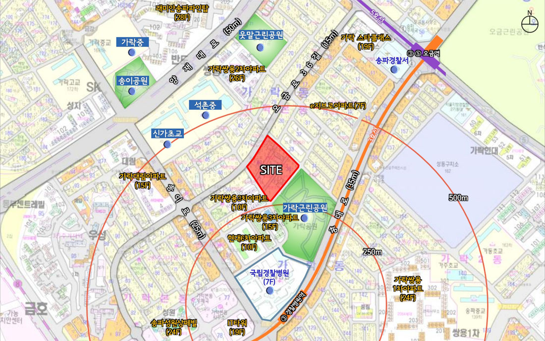 가락지역주택조합 아파트 위치도